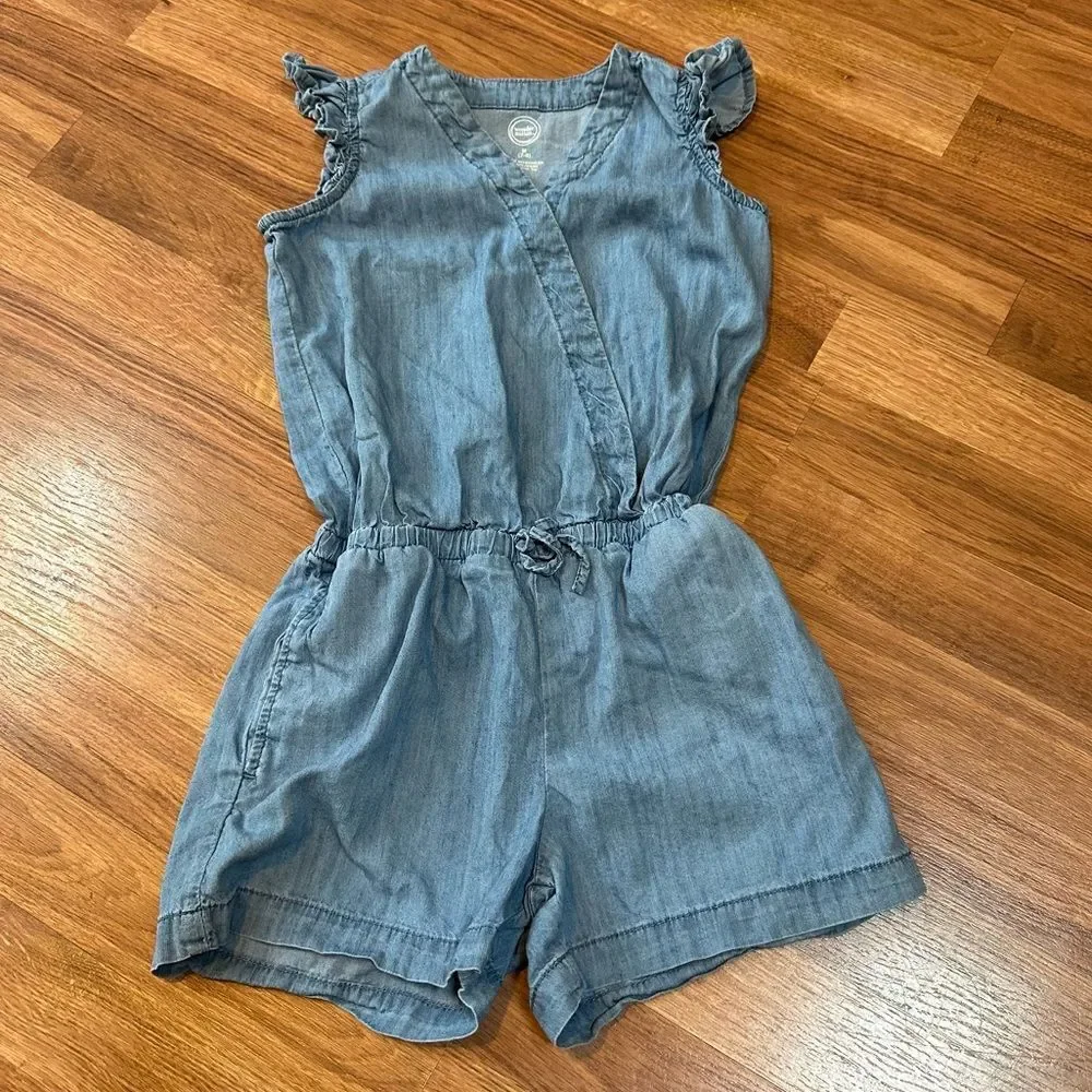 Girls Dress / Romper | Floral & Denim Patterns | Girls  size 7 - Medium